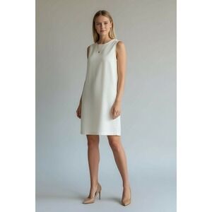 Banana Republic Monogram Line Sleeveless White Cotton Dress with Pocket‎ XS